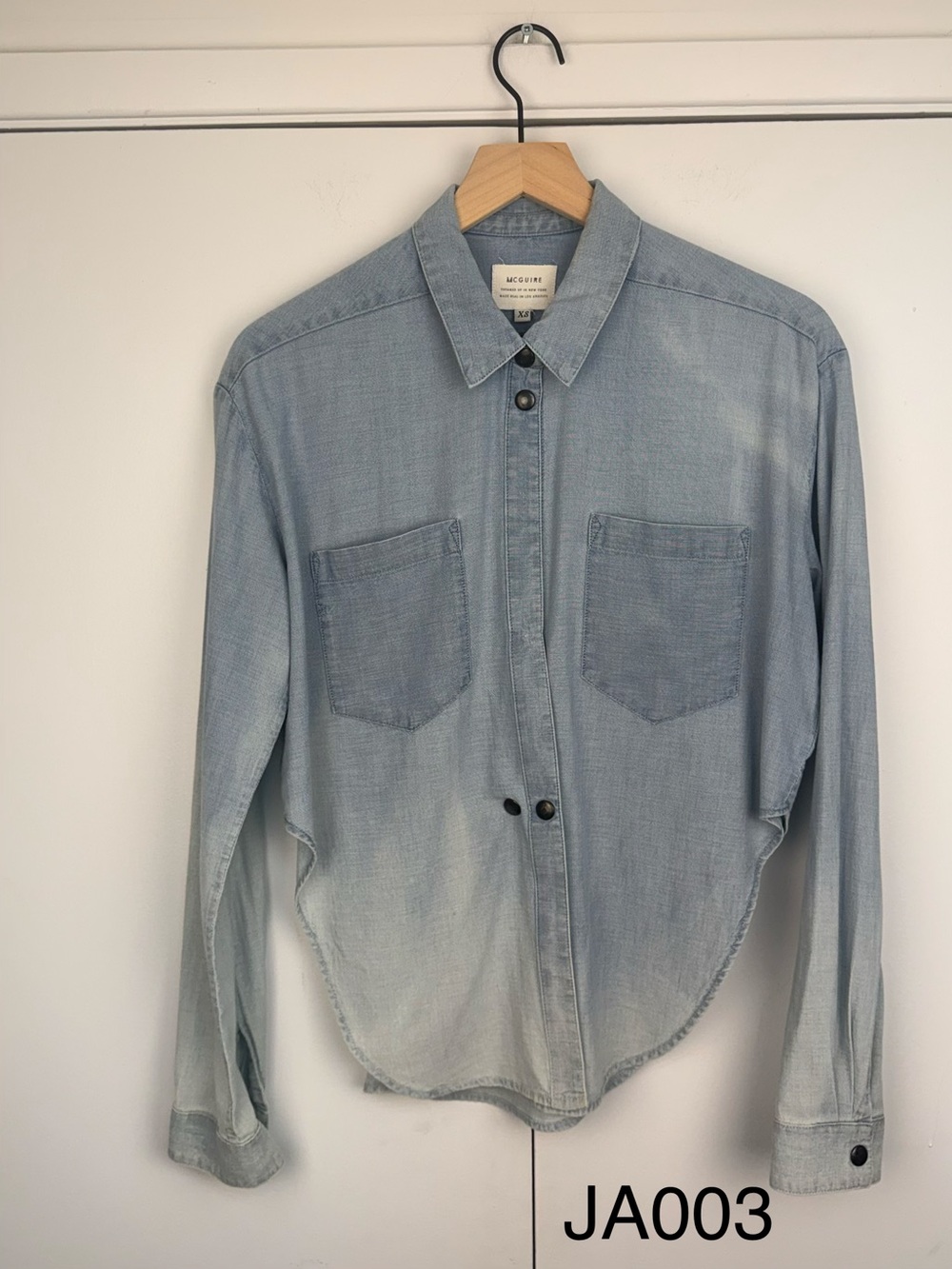 McGuire Denim Chambray Snap Front Shirt XS